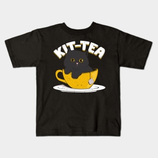 Kit-Tea Funny Cat Lover Tea Drinker Gift Kids T-Shirt